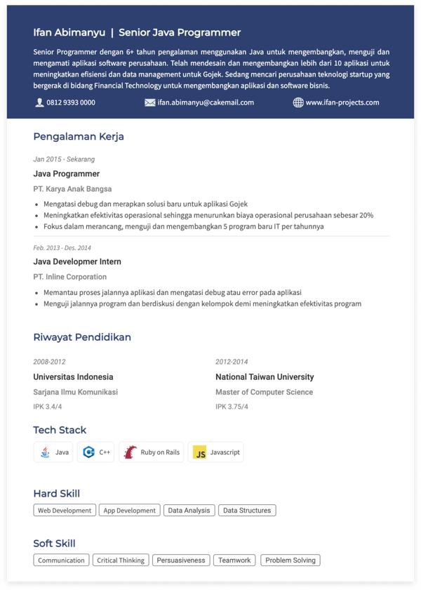 Detail Contoh Cv Programmer Nomer 5