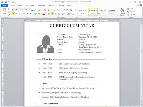 Detail Contoh Cv Resmi Nomer 32