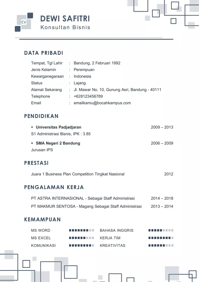 Detail Contoh Cv Sma Nomer 46