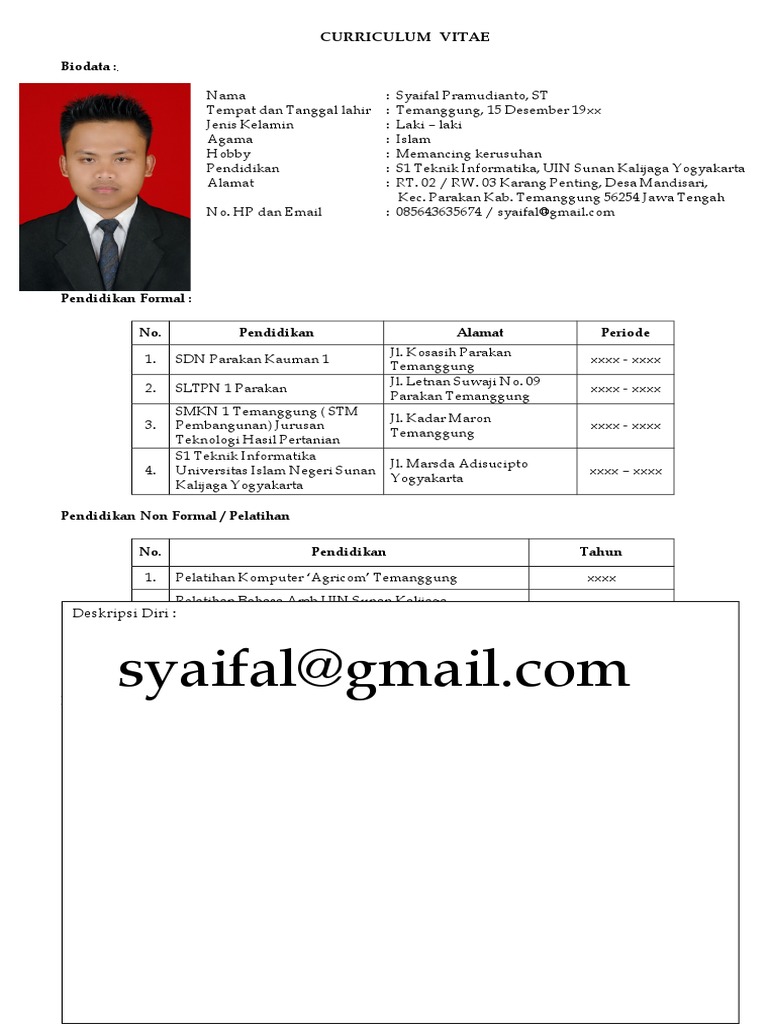 Detail Contoh Cv Teknik Informatika Nomer 55