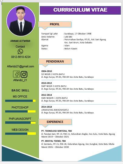 Detail Contoh Cv Terbaik 2020 Nomer 38