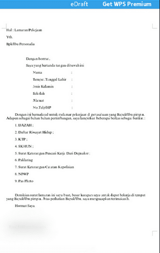 Detail Contoh Cv Wps Office Nomer 30