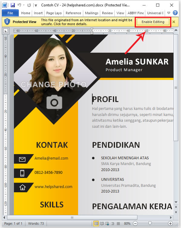 Detail Contoh Cv Yang Bisa Di Edit Nomer 29