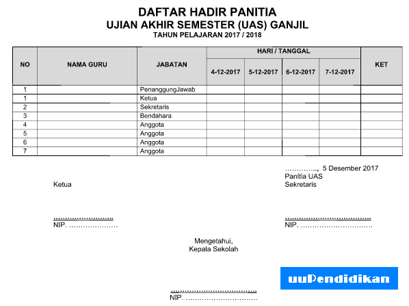 Detail Contoh Daftar Absen Nomer 47