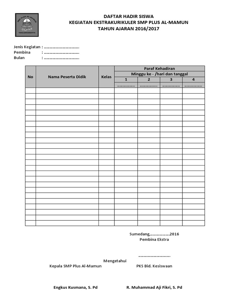 Detail Contoh Daftar Absen Siswa Nomer 18
