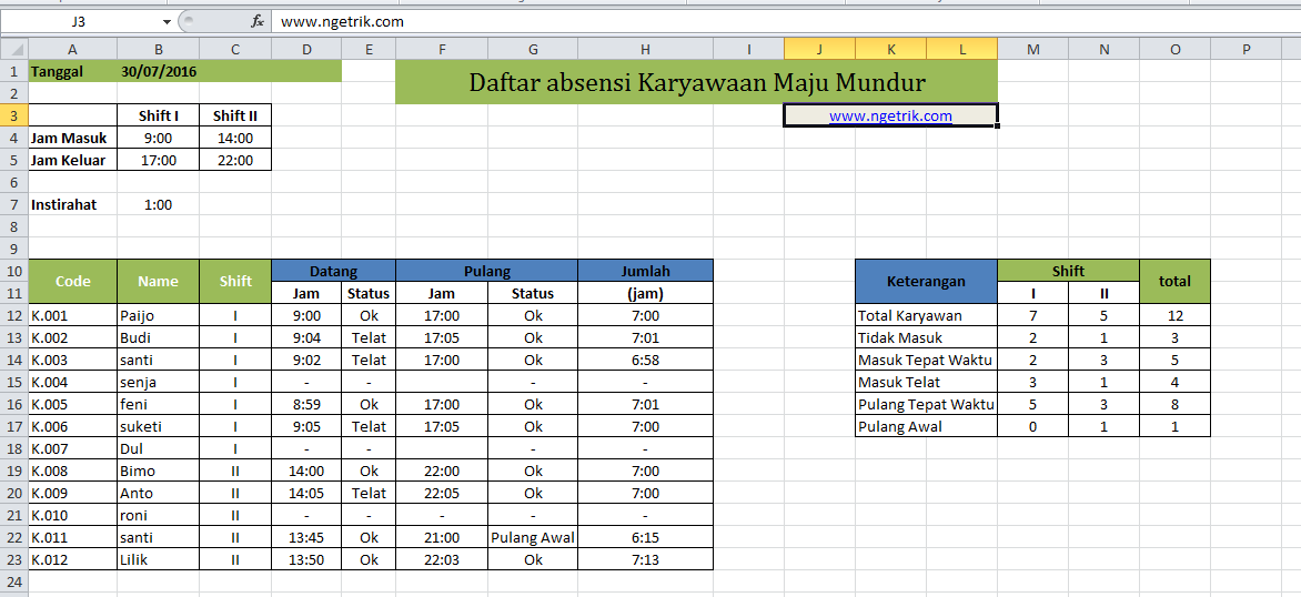 Detail Contoh Daftar Absensi Karyawan Nomer 10