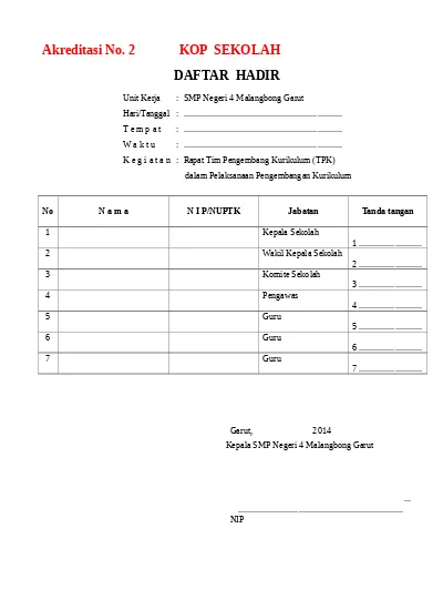 Detail Contoh Daftar Hadir Guru Nomer 57
