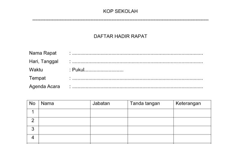 Detail Contoh Daftar Hadir Kegiatan Nomer 32