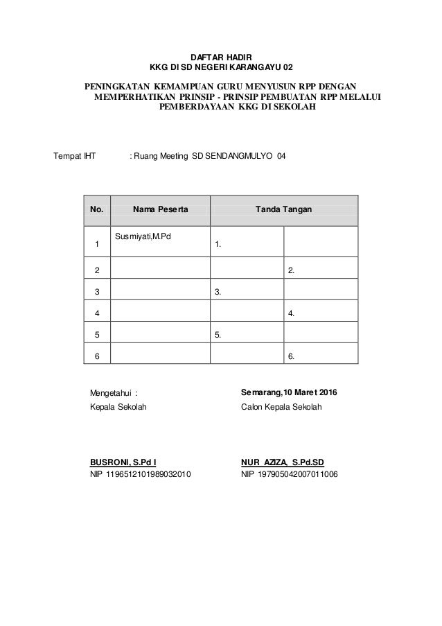 Detail Contoh Daftar Hadir Kegiatan Nomer 48