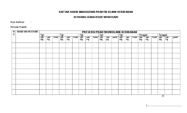 Detail Contoh Daftar Hadir Mahasiswa Nomer 14
