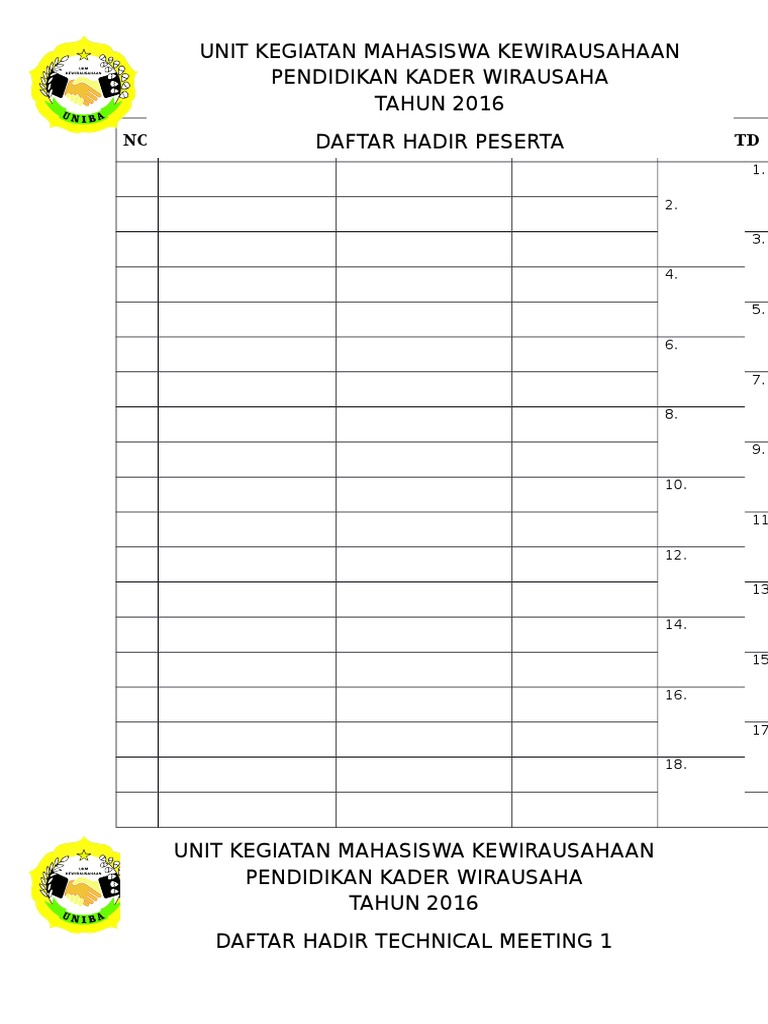 Detail Contoh Daftar Hadir Mahasiswa Nomer 23