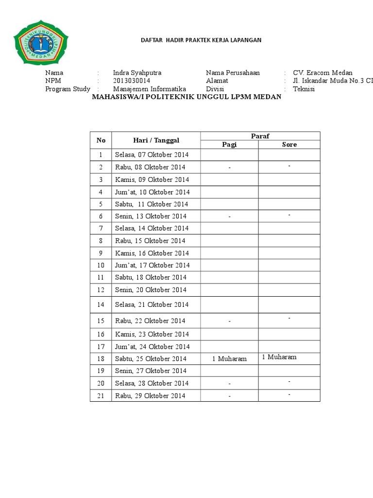 Detail Contoh Daftar Hadir Mahasiswa Nomer 35