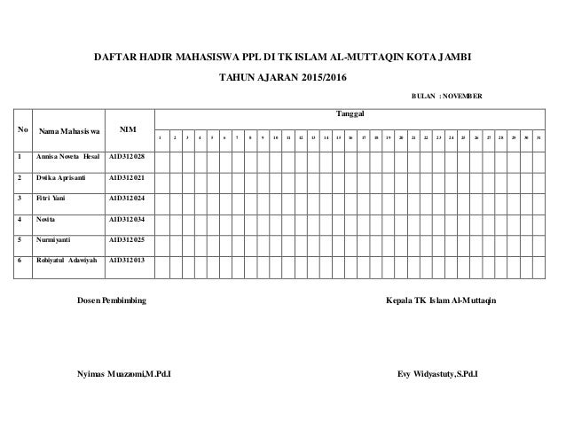 Detail Contoh Daftar Hadir Mahasiswa Nomer 48