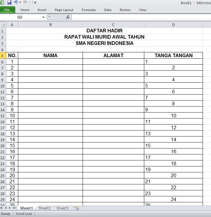 Detail Contoh Daftar Hadir Undangan Nomer 13