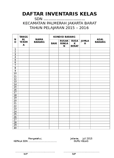 Detail Contoh Daftar Inventaris Nomer 16