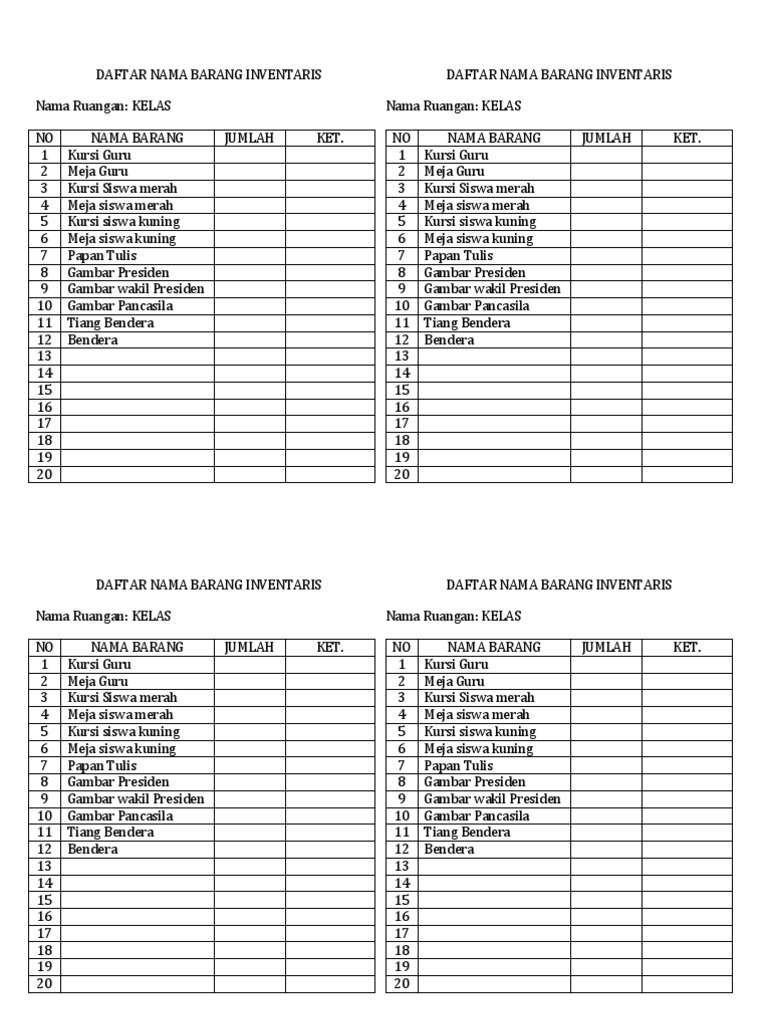 Detail Contoh Daftar Inventaris Kantor Sekolah Nomer 4