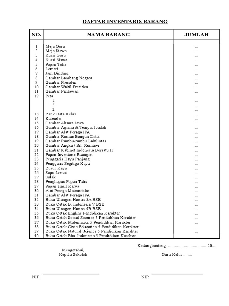 Detail Contoh Daftar Inventaris Sekolah Nomer 35