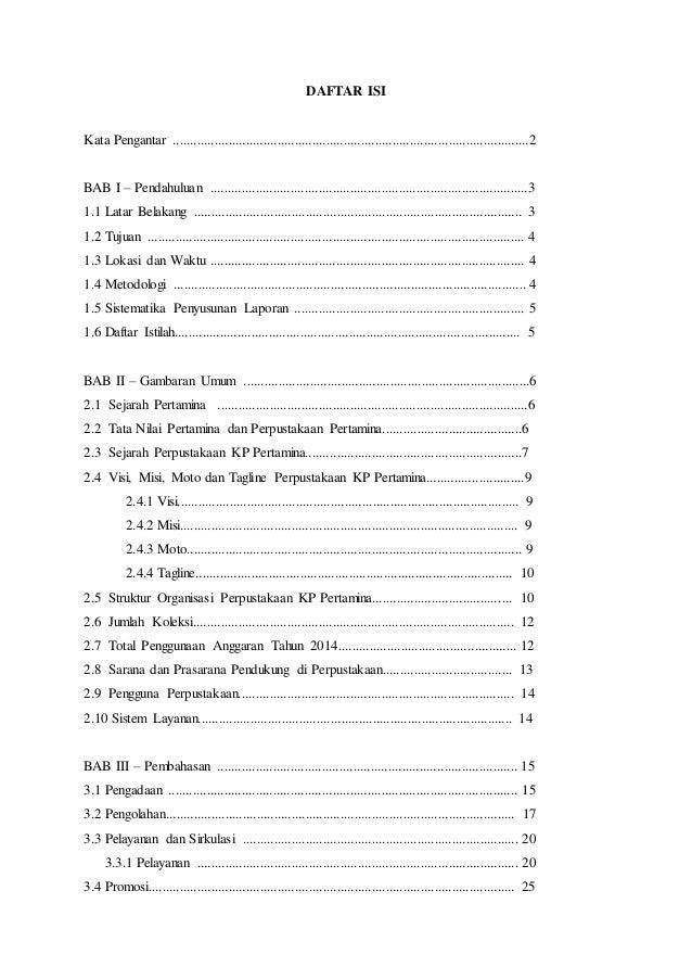 Detail Contoh Daftar Isi Laporan Nomer 14