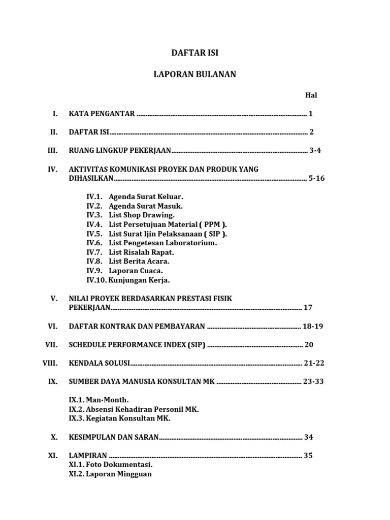 Detail Contoh Daftar Isi Laporan Nomer 48