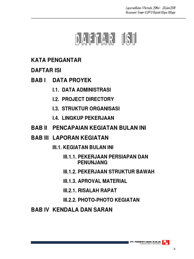 Detail Contoh Daftar Isi Laporan Nomer 53