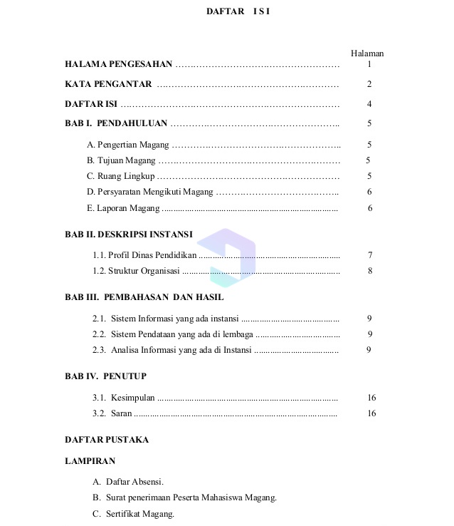 Detail Contoh Daftar Isi Laporan Pkl Nomer 2