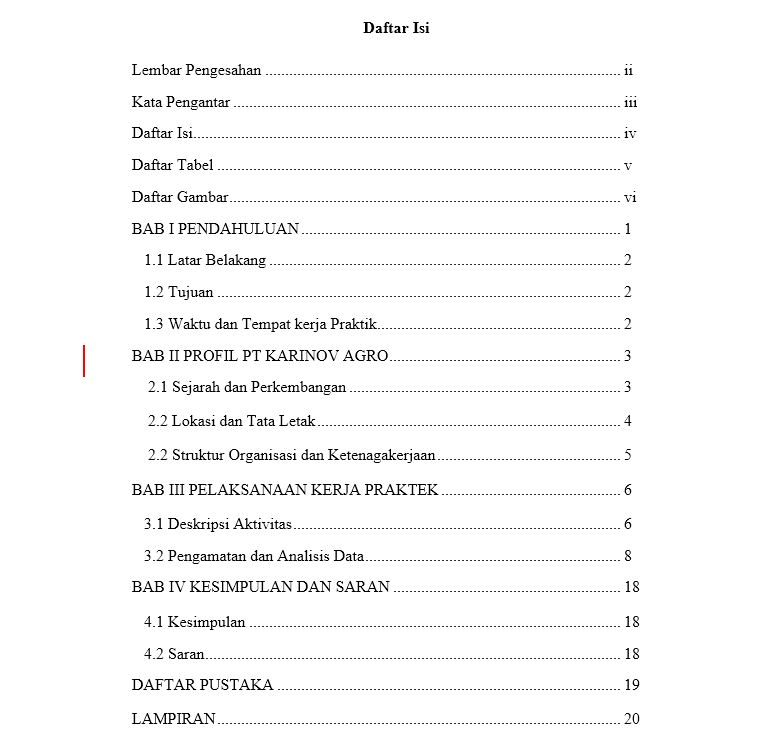 Detail Contoh Daftar Isi Laporan Pkl Nomer 9