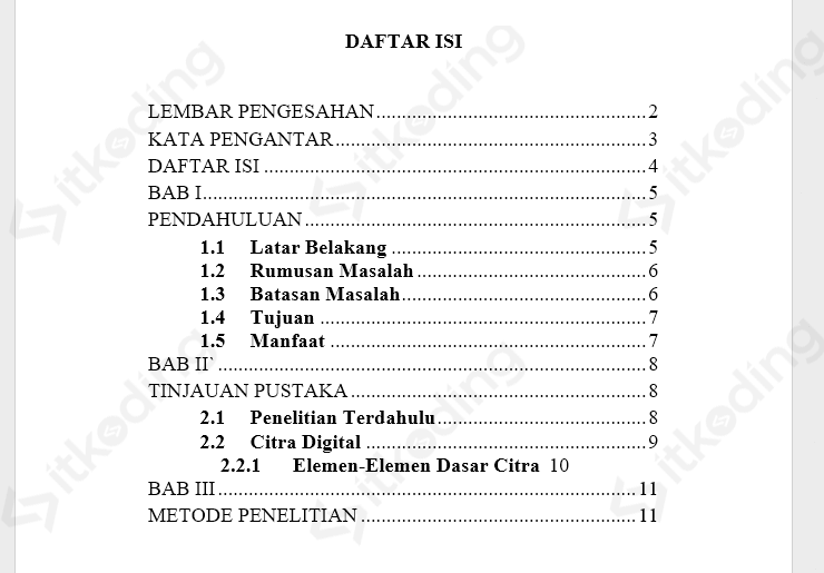 Detail Contoh Daftar Isi Proposal Nomer 25