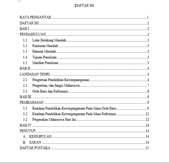 Detail Contoh Daftar Isi Yang Benar Nomer 13