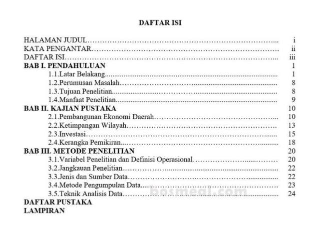 Detail Contoh Daftar Isi Yang Benar Nomer 20