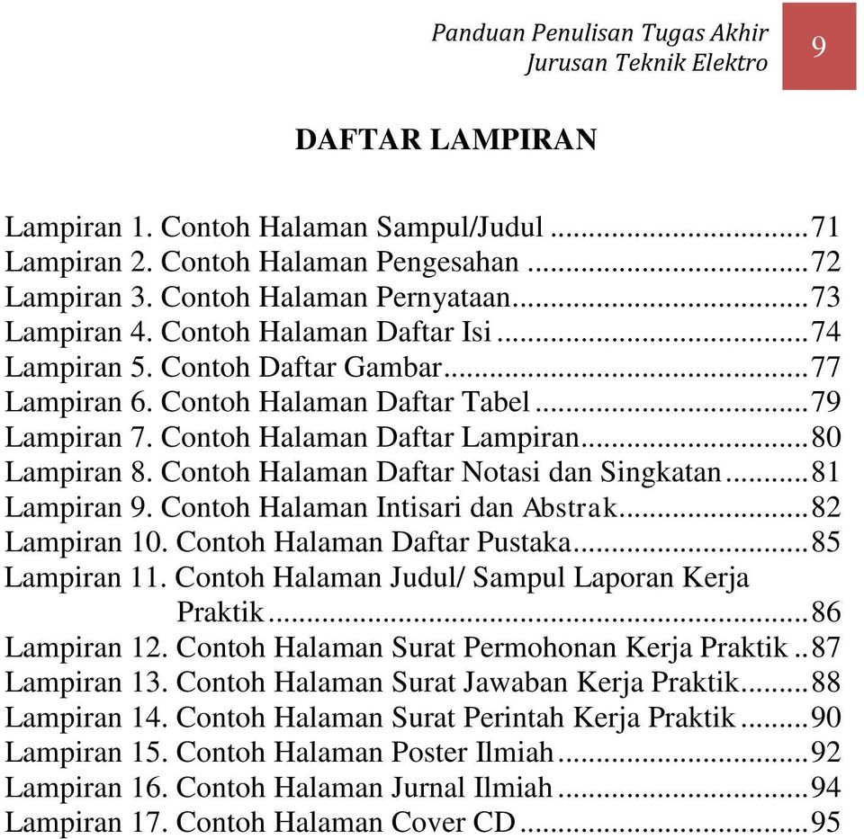 Detail Contoh Daftar Lampiran Laporan Pkl Nomer 17