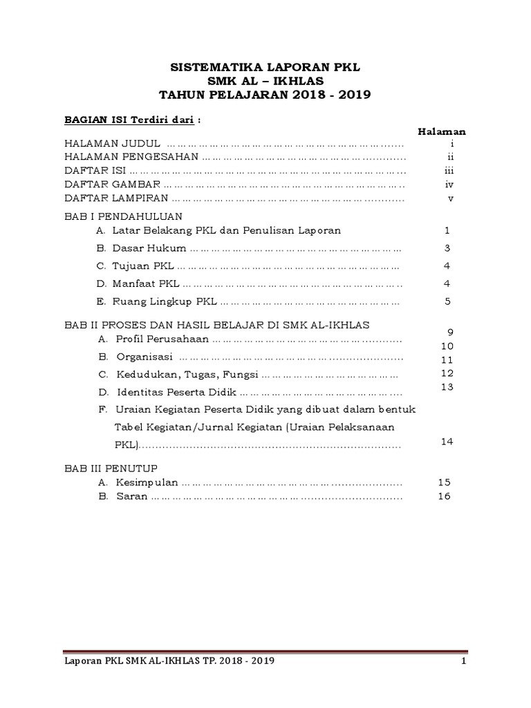 Detail Contoh Daftar Lampiran Laporan Pkl Nomer 38