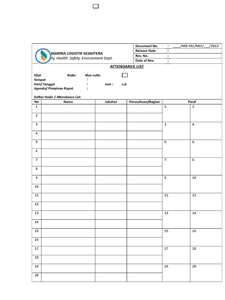 Detail Contoh Daftar List Nomer 22