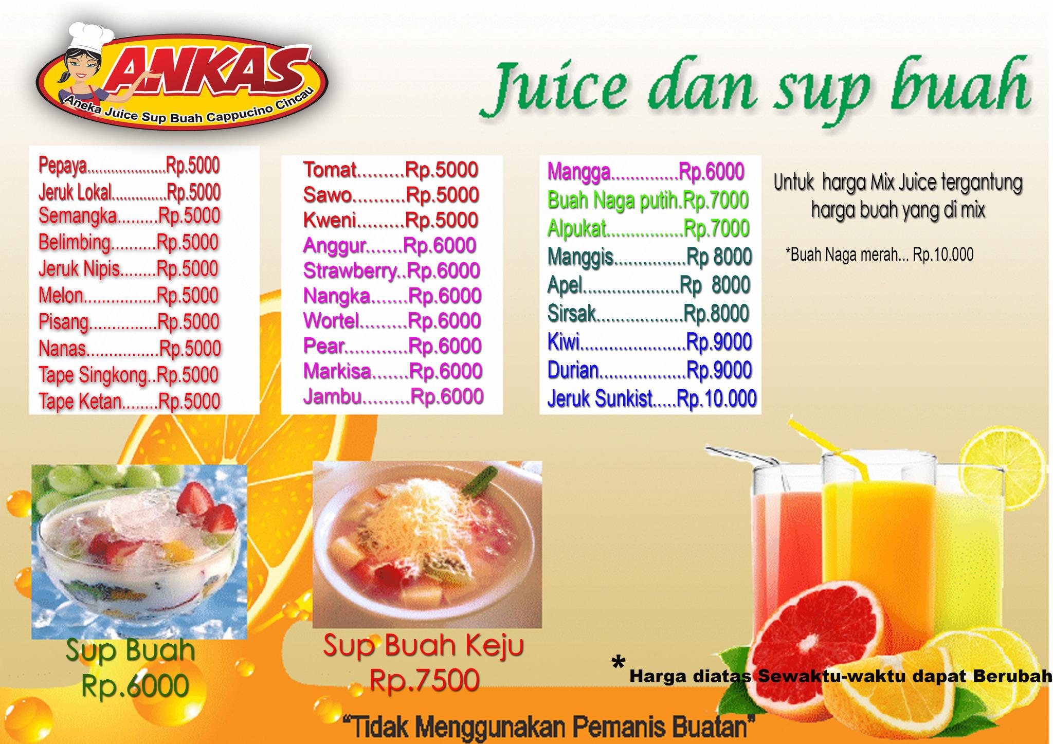 Daftar Menu Jus Buah Homecare