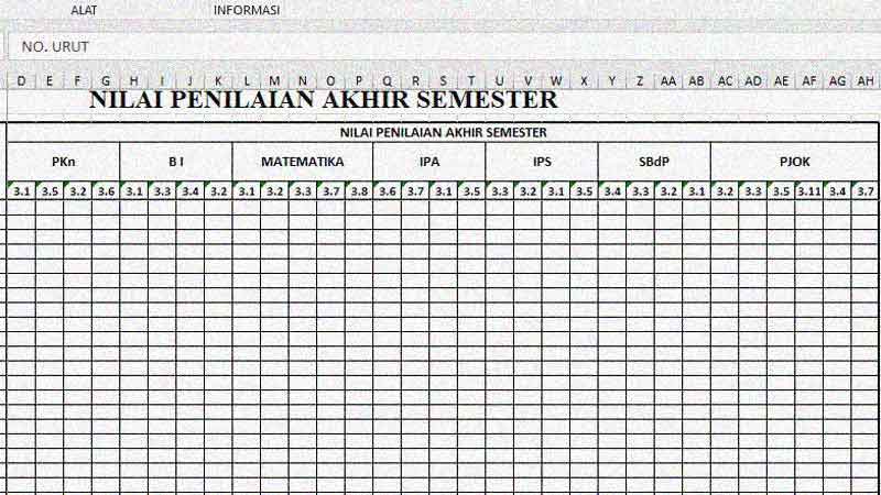 Detail Contoh Daftar Nilai Nomer 28