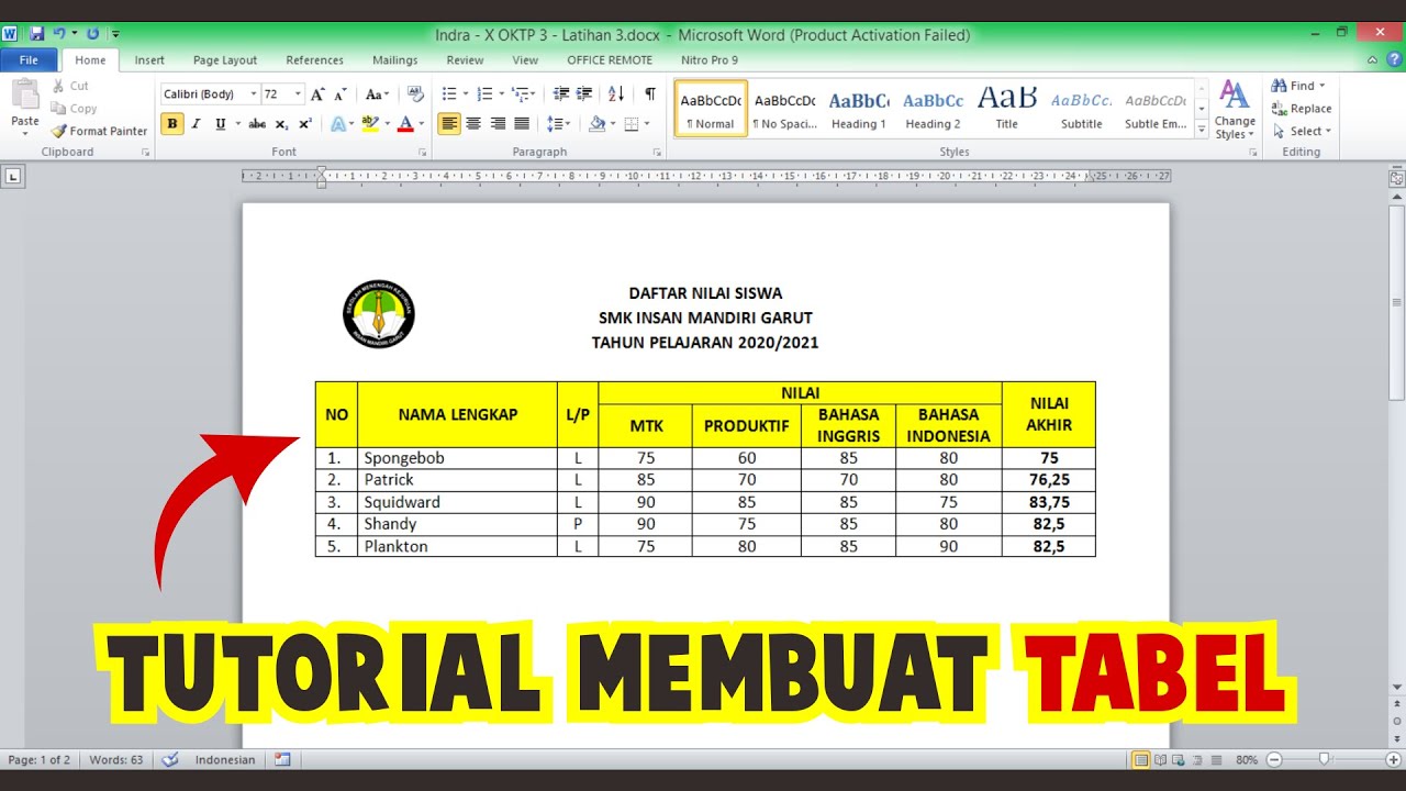 Detail Contoh Daftar Nilai Siswa Nomer 48