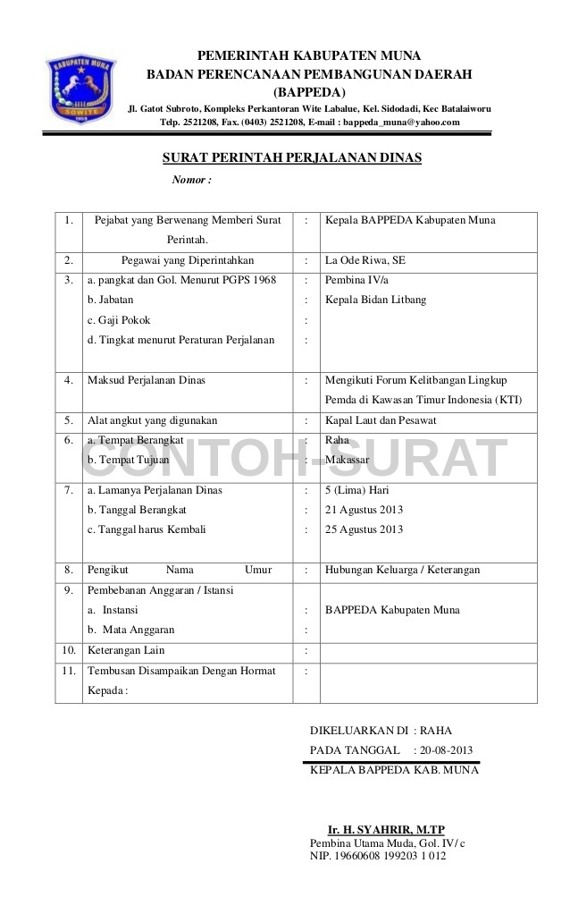 Detail Contoh Daftar Perjalanan Dinas Nomer 38