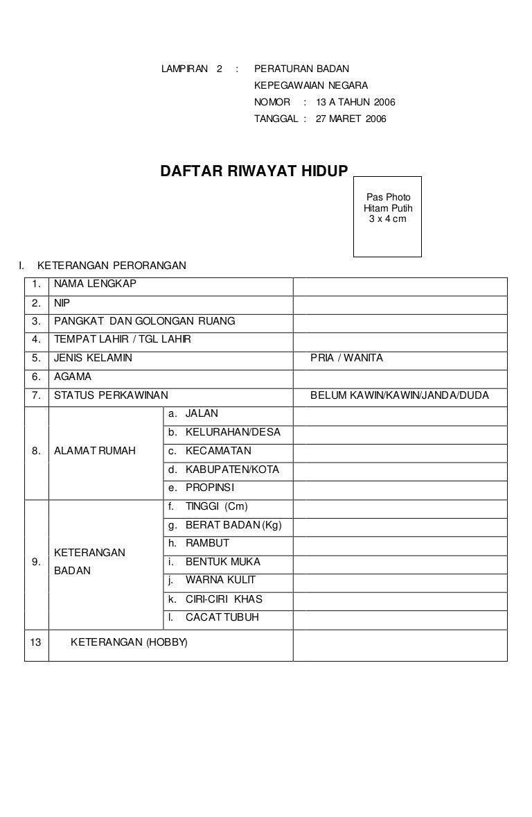 Detail Contoh Daftar Riwayat Hidup 2020 Nomer 23