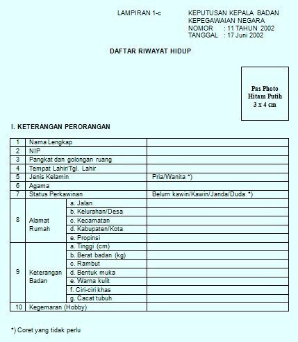 Detail Contoh Daftar Riwayat Hidup 2020 Nomer 35