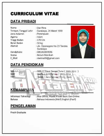 Detail Contoh Daftar Riwayat Hidup Email Nomer 41