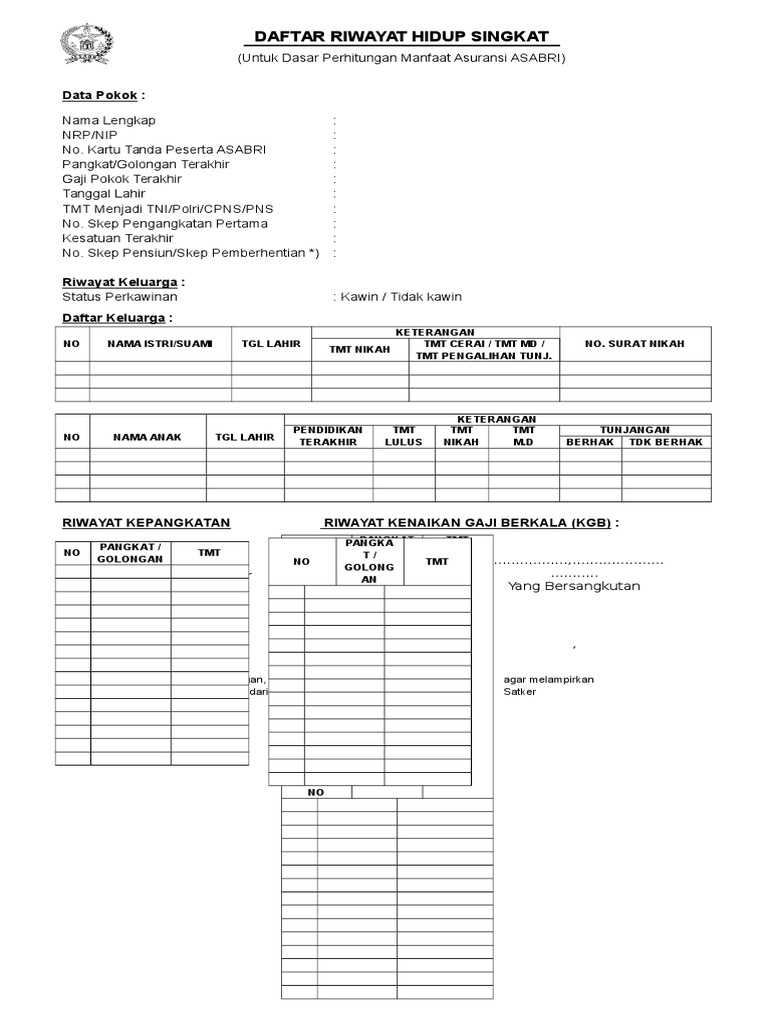 Detail Contoh Daftar Riwayat Hidup Singkat Nomer 33