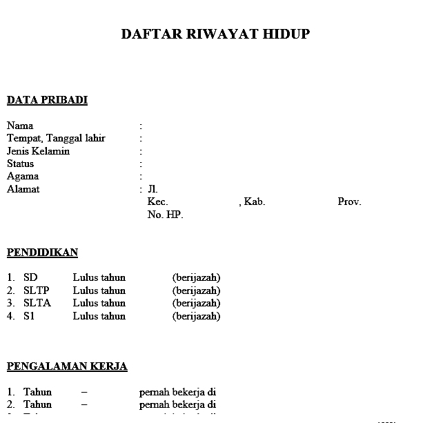 Detail Contoh Daftar Riwayat Hidup Singkat Nomer 43