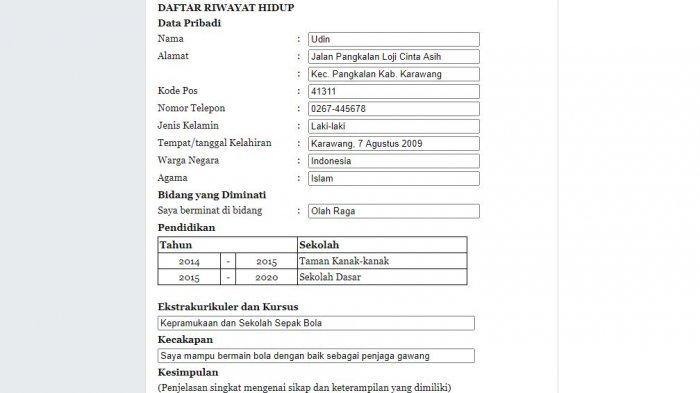 Detail Contoh Daftar Riwayat Hidup Tertulis Nomer 44