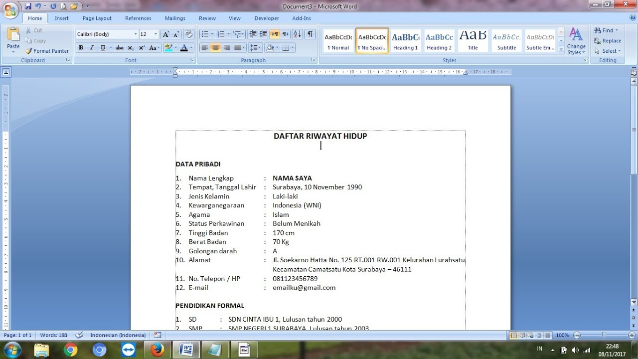 Detail Contoh Daftar Riwayat Hidup Via Email Nomer 32