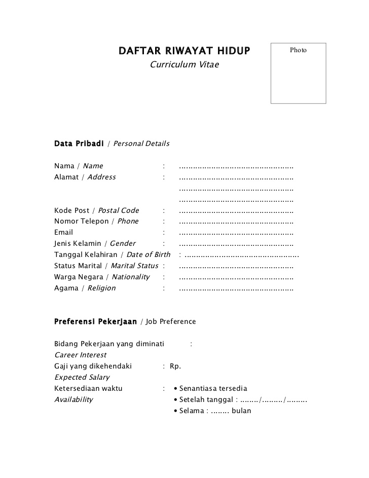 Detail Contoh Daftar Riwayat Hidup Via Email Nomer 41