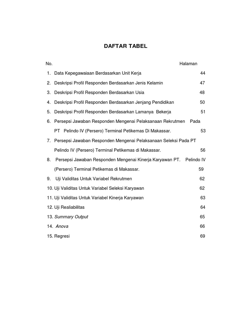 Detail Contoh Daftar Tabel Skripsi Nomer 5