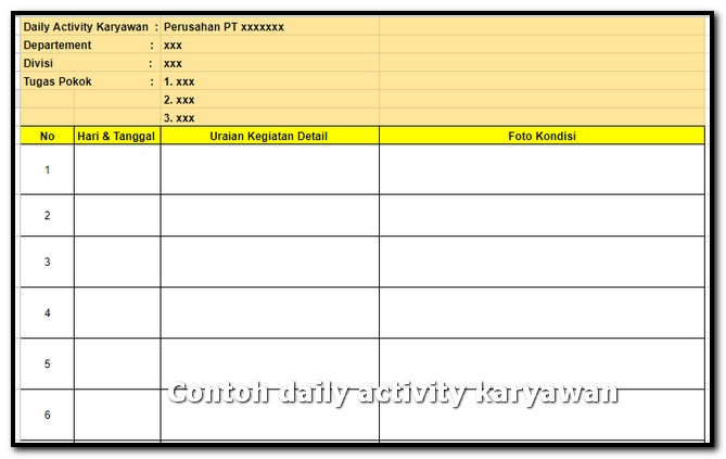 Detail Contoh Daily Activity Dalam Bentuk Tabel Nomer 14