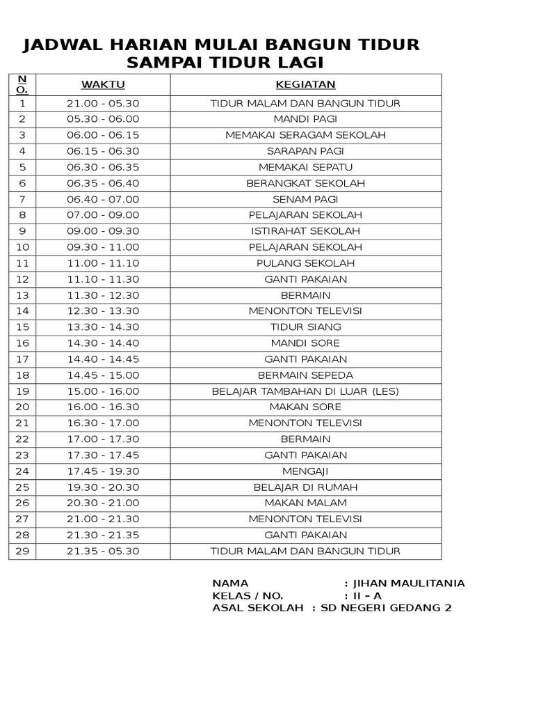 Detail Contoh Daily Activity Dalam Bentuk Tabel Nomer 15