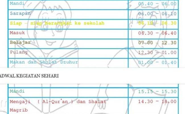 Detail Contoh Daily Activity Dalam Bentuk Tabel Nomer 19