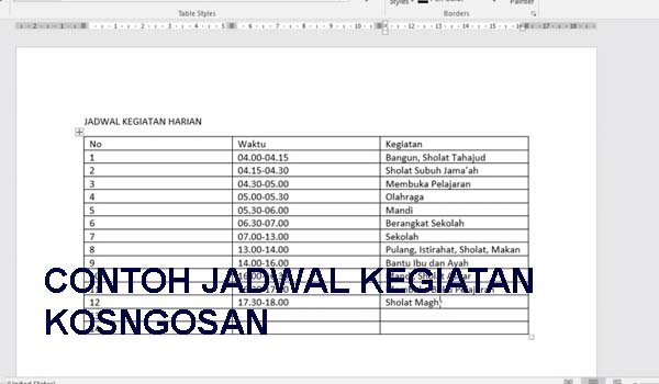 Detail Contoh Daily Activity Dalam Bentuk Tabel Nomer 22