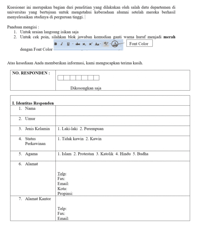 Detail Contoh Data Angket Nomer 10